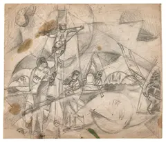 Etude pour Le Golgotha - circa 1910- 1911 by Marc Chagall, Crayon sur papier (avec rehauts de graphite par un tiers), sold Jun 2026