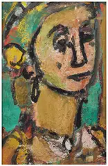Solange by Georges Rouault, circa 1949-1956, Huile et encre sur papier marouflé sur toile, sold Jun 2026