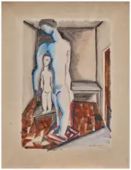 Figures dans un intérieur by Ossip Zadkine, 1920, Gouache, aquarelle et crayon sur papier, sold Jun 2026