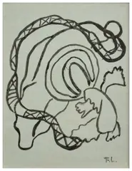 Composition au chapeau by Fernand Léger, Encre sur papier bleu marouflé sur toile, sold Jun 2026