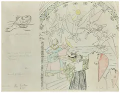 Les Demoiselles de Villefranche by Jean Cocteau, 1957, Crayon gras sur fond lithographique, sold Jun 2026