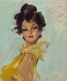 Harmonie jaune by Jean-Gabriel Domergue, Huile sur papier marouflé sur isorel, sold Jun 2026