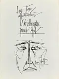 Visage by Bernard Buffet, circa 1957, Encre de Chine sur papier, sold Jun 2026