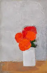 Bouquet orange sur fond gris by Bernard Cathelin, 1995, Huile sur papier, sold Jun 2026