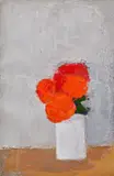 Bouquet orange sur fond gris by Bernard Cathelin, 1995, Huile sur papier, sold Jun 2026