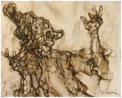 Polichinelle qui crie by Claude Weisbuch, 1961, Huile sur toile, sold Jun 2026