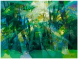 Soleil dans la forêt by Camille Hilaire, Huile sur toile, sold Jun 2026