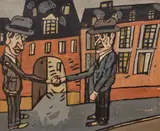 Sans titre (Paris Journal 110) by Antonio Seguí, 1992, Huile et acrylique sur papier journal marouflé sur toile, sold Jun 2026