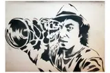 Self Portrait' 2008 Stencil on found card with spray paint Signed on verso by Thierry Guetta, oil, offered Jun 2020
