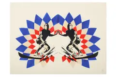 Red White Blue Double Dude' 2013 Hand sprayed on paper Unique by Agent Provocateur, oil, offered Jun 2020