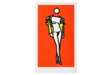 Woman Taking Off Man's Shirt' 2003 Screenprint in colours 100 x 60 cm ARR by Julian Opie, Screenprint in colours, offered Jun 2020