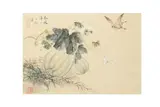 Butterflies and melons by Liu Deliu, ink and colour on paper, offered May 2020