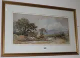 Near Killarney, with figures on a path, 22 x 46cm by Nathaniel Everett Green, watercolour, sold Aug 2017
