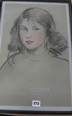 A head and shoulder portrait of by Harry John Pearson, pastel, sold Aug 2017