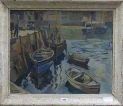 Harbour scene by Robert Sidney Rendle Wood, Wood, sold Aug 2017