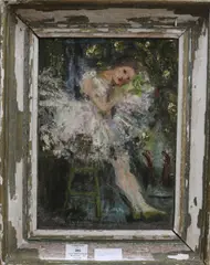 Dancer and flowers by Lily Martha Maud McDougall, oil on canvas, sold Aug 2017