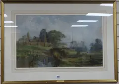 Castle ruins by John Faulkner Rha, watercolour, sold Aug 2017