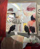 Death of a clown'signed and dated '7434.75 x 30in., unframed by Hardy Botha, oil on board, sold Jul 2017