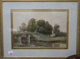Cattle drover crossing a bridge by Edward Duncan, watercolour, sold Jul 2017