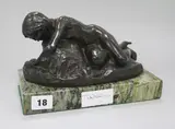 Naiad by a rock pool by Elizabeth Anna Clapp, bronze, sold Jul 2017