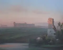 Near pair of gouacheNeapolitan landscape with ruins by Emmanuel Meuris, gouache, sold Jul 2017