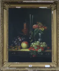 Still life by F. Bailey, oil on canvas board, sold Jul 2017