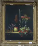 Still life by F. Bailey, oil on canvas board, sold Jul 2017