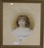 Portrait of a young girl by Edward Taylor, watercolour, sold Jul 2017