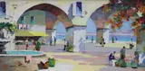Mediterranean coastal town by Cecil Rochfort D'Oyly-John, oil on canvas, sold Jul 2017