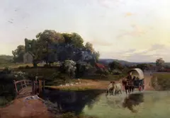 A church beyondsigned and dated by Thomas Pyne, 1887, oil on canvas, sold Jun 2017