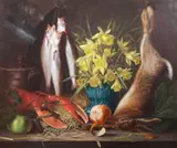 Game by Emily P. Harding, 1983, oil, sold Jun 2017