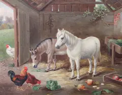 Intruders' signed 14 x 18in by Edgar Hunt, oil on canvas, sold Jun 2017