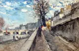 Kaplin Gallery label verso, 10.25 x 15.75in by Ferdinand Jean Luigini, oil on canvas board, sold Jun 2017
