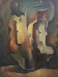 Untitled by Adrian Hill, oil on board, sold Jun 2017