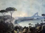 Napoli da Posillipo' and 'Vico Neve, Mercator, N.1...' signed and inscribed 17 x 23.5in by Luigi Roberto, watercolour and gouache, sold Jun 2017