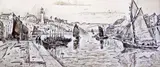 Voiliers dans l'entree du port' signed and dated Juin 29 ?, Frost & Reed labels verso 7.5 x 16.75in by Paul Signac, watercolour, sold Jun 2017