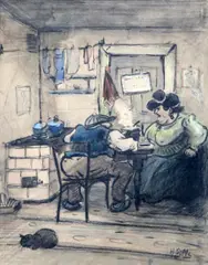 Untitled by Heinrich Zille, watercolour and charcoal, sold Jun 2017