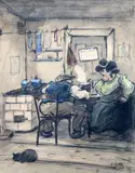 Untitled by Heinrich Zille, watercolour and charcoal, sold Jun 2017
