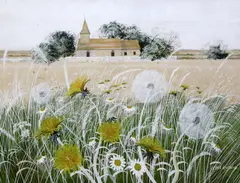 Dandelions' 14 x 19in by Paul Evans, gouache, sold Jun 2017