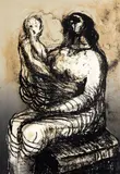LithographMother with child on lap by Henry Moore, lithograph, sold Jun 2017