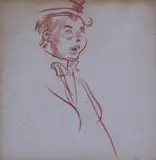 Entertainer' Pyms Gallery label verso 5.5 x 5.5in by William Orpen, drawing, sold Jun 2017