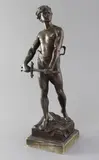 Standing holding a sword by Raoul François Larche, bronze, sold Jun 2017