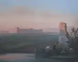 Near pair of gouacheNeapolitan landscape with ruins by Emmanuel Meuris, gouache, sold Jun 2017
