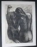 CharcoalGirl with dogsigned and dated 1983 by Joseph Urie, 1983, drawing, offered Jun 2017