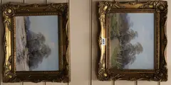 Winter Landscape' and 'Morning Jaunt by John Caesar-Smith, oil on board, sold Jun 2017
