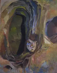 Rock Formation by Kenneth Cozens, oil on canvas, sold Jun 2017
