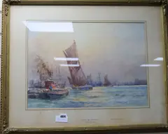 Sunset on the Thames by Charles John De Lacy, watercolour, sold Jun 2017