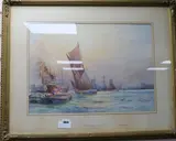 Sunset on the Thames by Charles John De Lacy, watercolour, sold Jun 2017