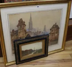 Continental town scene by Paul Marny, watercolour, sold Jun 2017