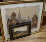 Continental town scene by Paul Marny, watercolour, sold Jun 2017